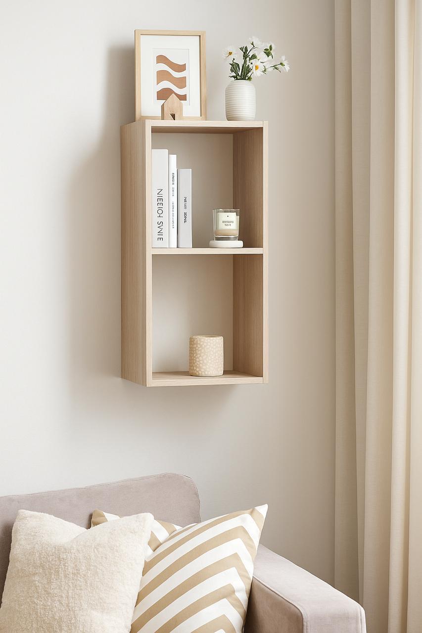 Стелаж настінно-підлоговий модульний MEBLIBUD KUB 2 секції Дуб сонома - фото 2 Стелаж настінно-підлоговий модульний MEBLIBUD KUB 2 секції Дуб сонома - фото 2