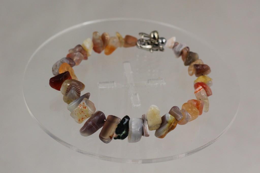 Браслет жорсткий Ботсвана з агату 20 см 12 мм Сріблястий (32520630)