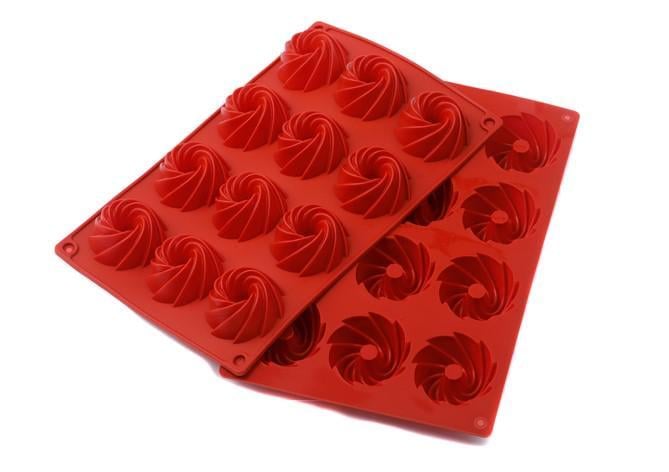 Форма силиконовая One Chef для выпечки Профи Бриз d 5,6 см h 2,5 см на 12 ячеек Красный
