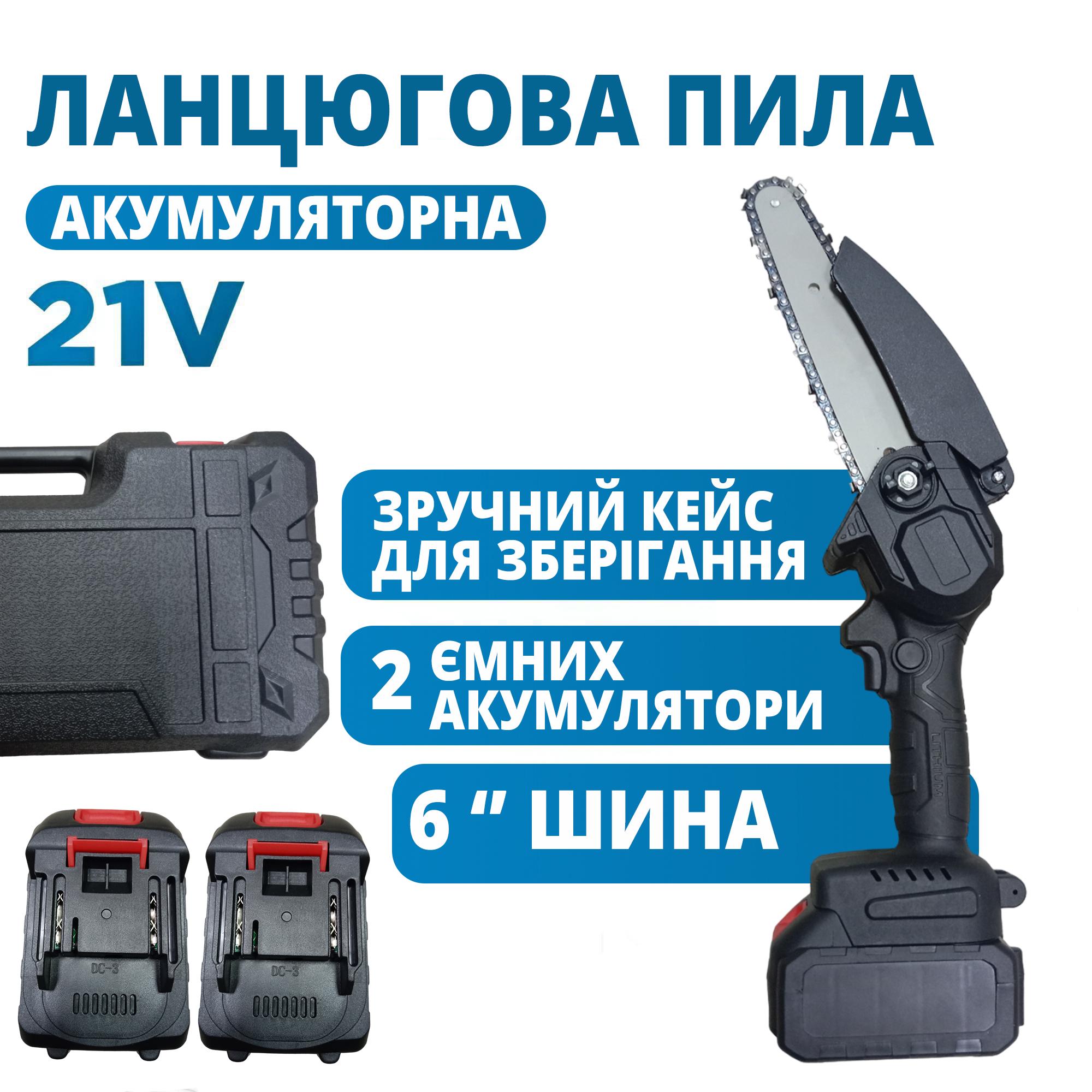 ᐉ Пила аккумуляторная цепная Chain Saw в пластиковом кейсе с 2 -мя ...
