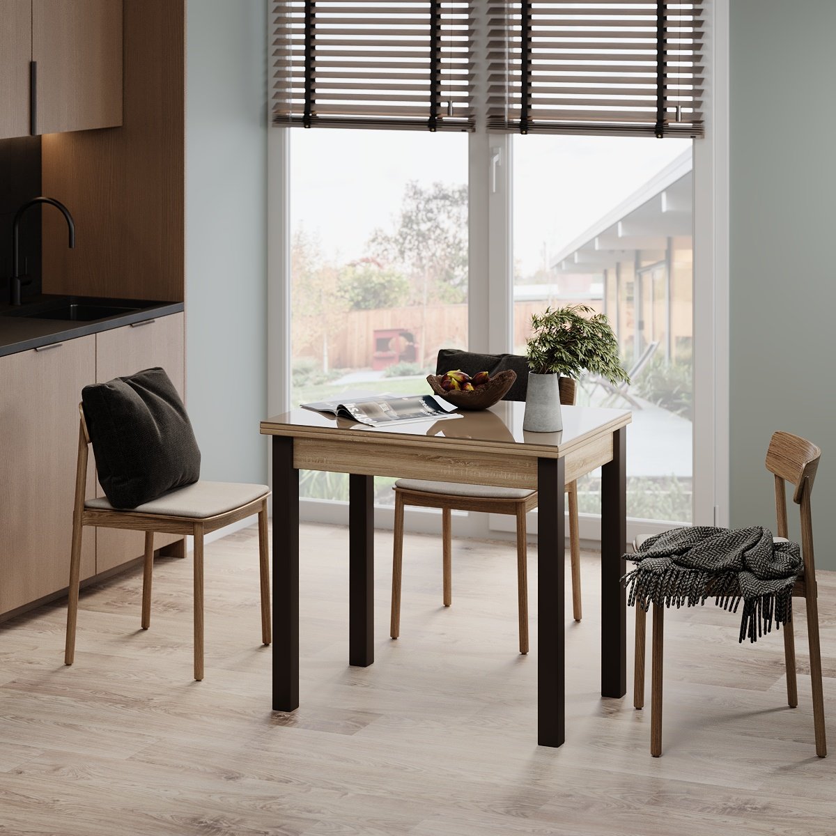 Стол-трансформер ART IN HEAD Dinner Glass 900x754x600 мм Дуб сонома/Венге/Бежевый (TB16131300204) - фото 2