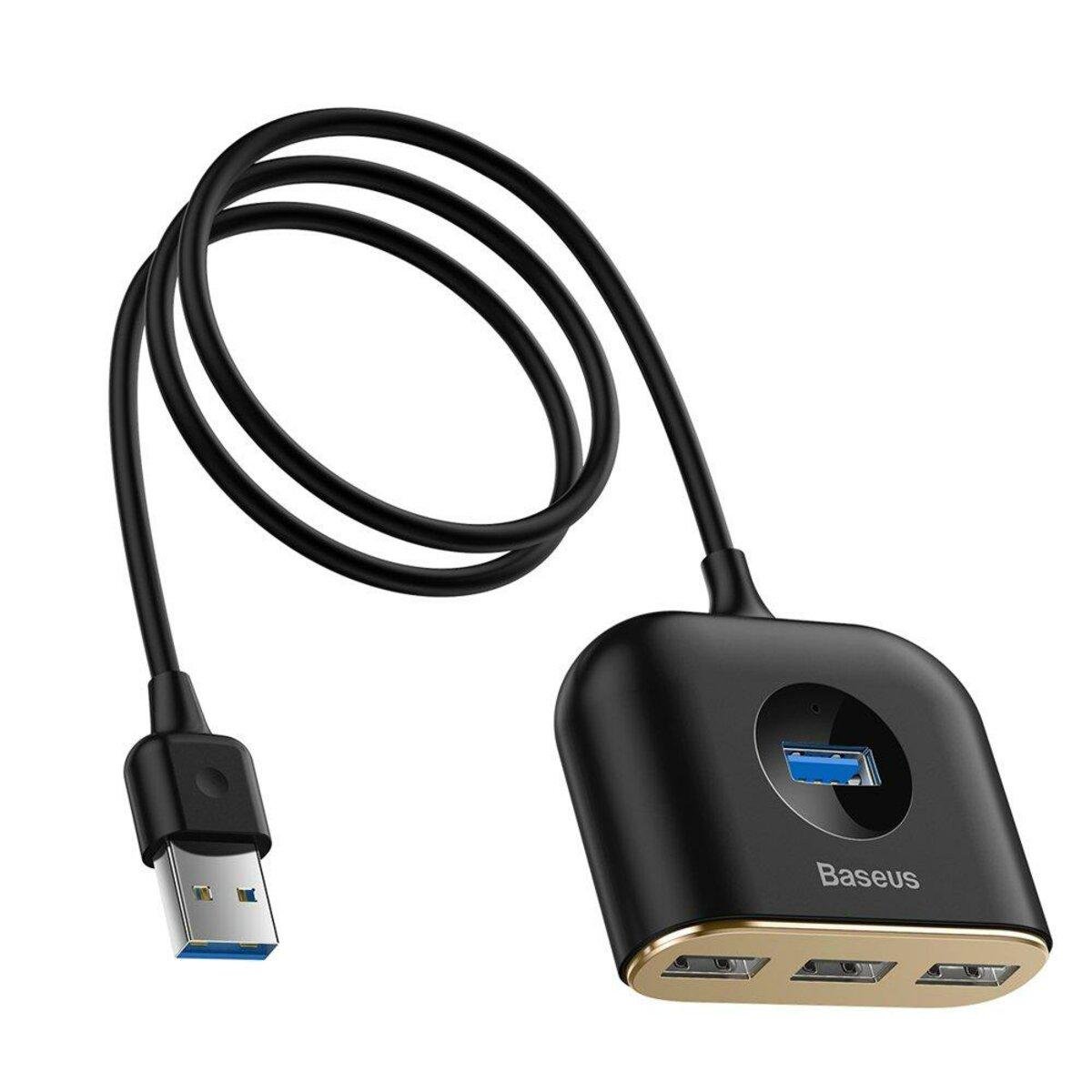 Концентратор Baseus Square Round 4в1 USB 1 м Black (CAHUB-AY01)