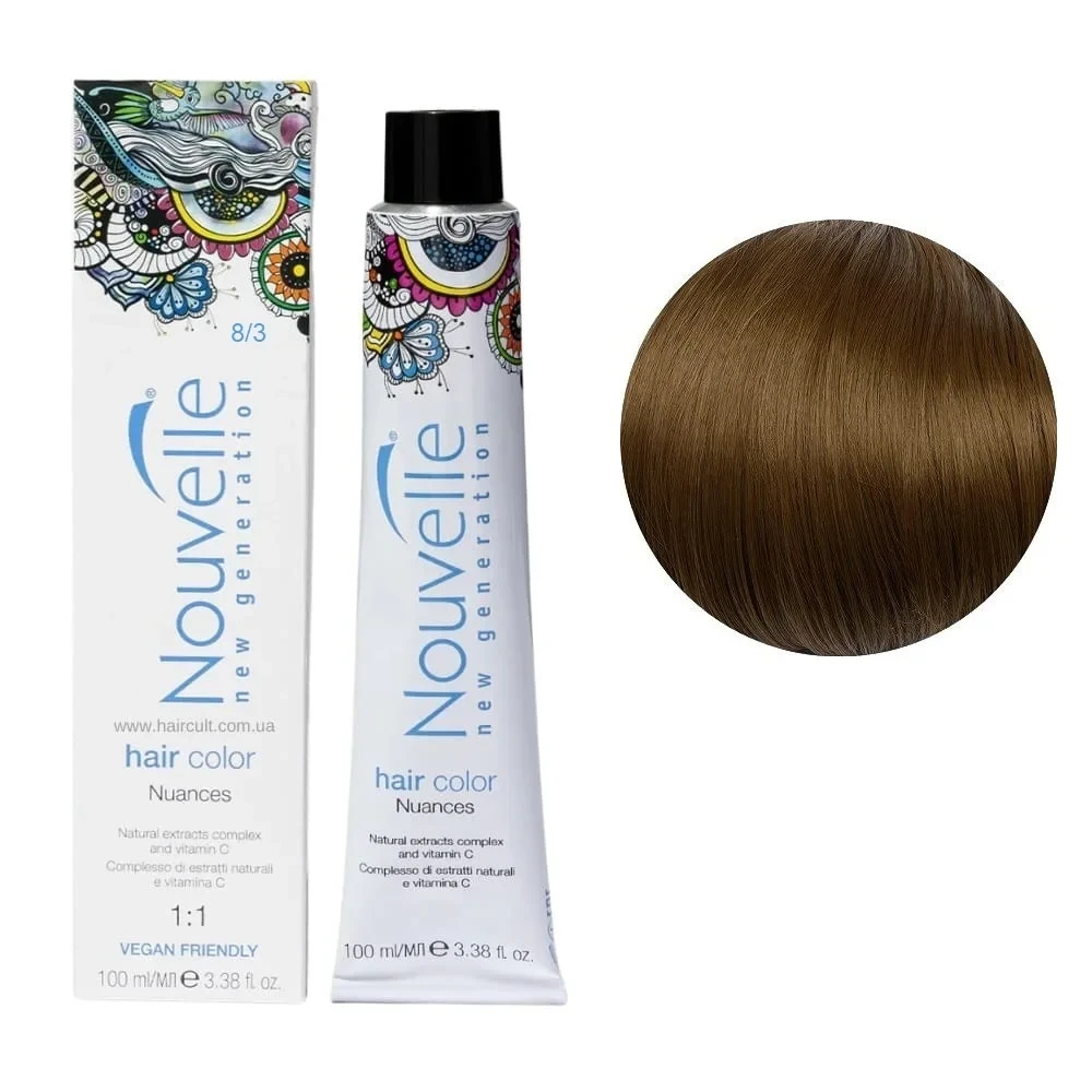 Фарба для волосся Nouvelle Hair Color 8/3 Світло-золотистий русявий 100 мл