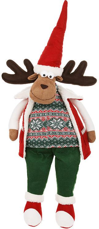 Игрушка мягкая Олень в жилете 61 см Красный с зеленым