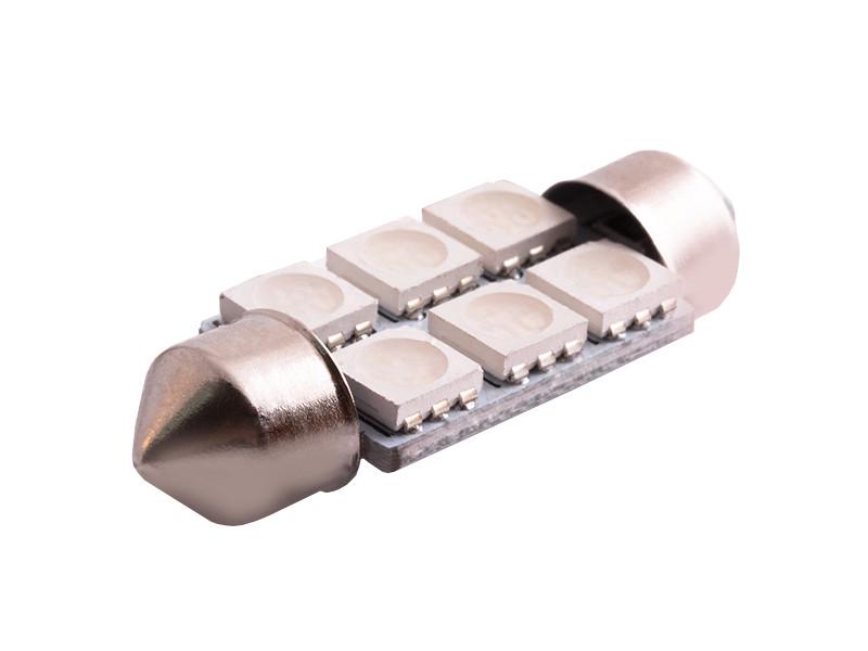 Автолампа светодиодная C5W SV8.5 12 В 36 мм SMD5050-6led Синий (1708)