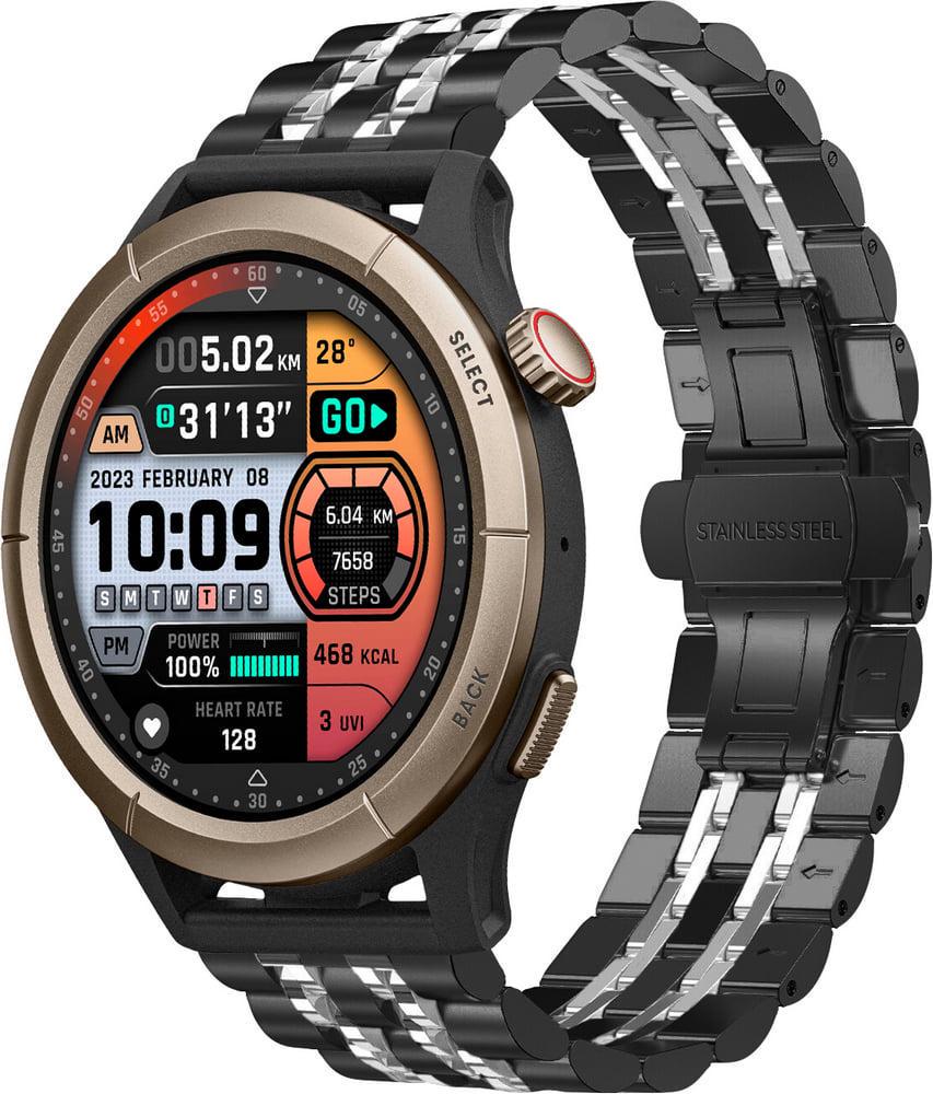 Браслет металлический Spinye Line для Amazfit Cheetah Round/Cheetah Pro Black Silver (38453-03)