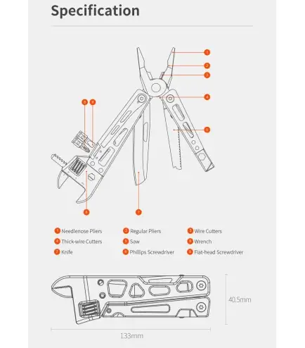 Мультитул NexTool Vanguard Multifunctional Wrench NE20131 Black - фото 5