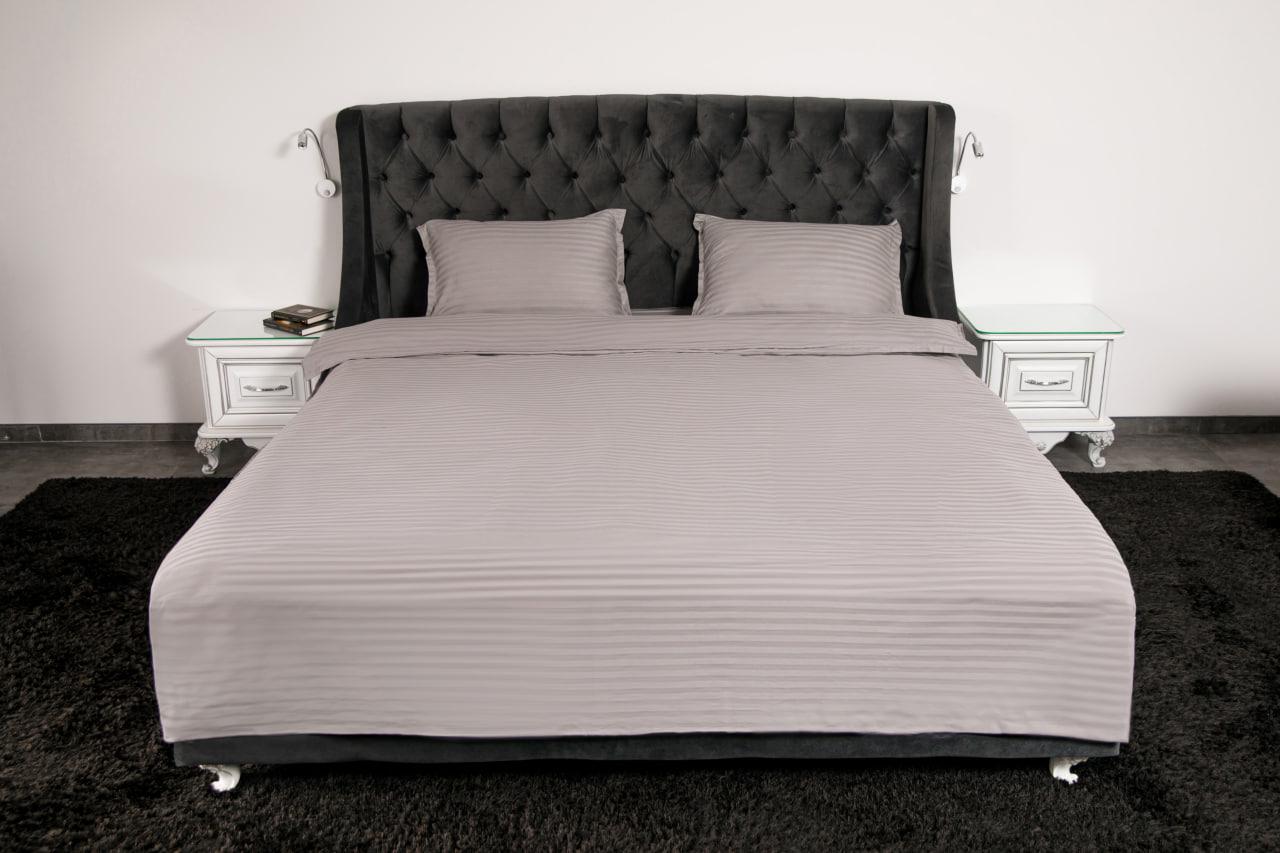 Комплект постельного белья страйп-сатин двуспальный евро 100% хлопок Бежевый (15412065)