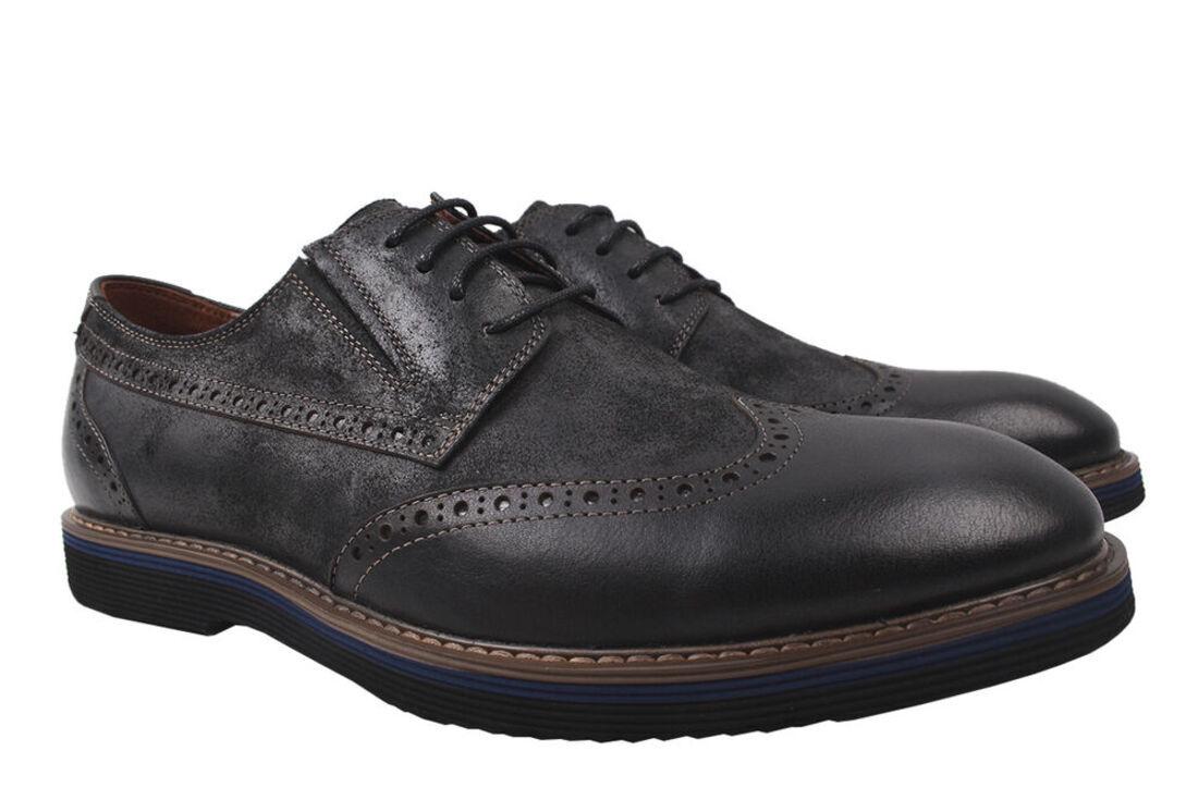 Туфли мужские Marco Piero из кожи на низком ходу на шнуровке р. 44 Черный (55-9DT)