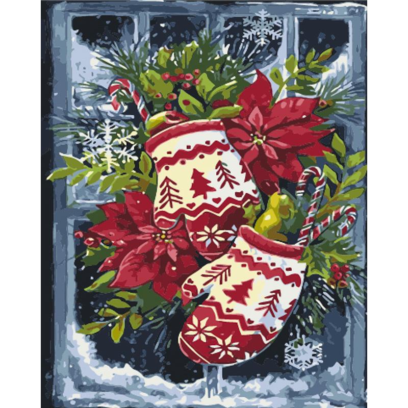 Картина по номерам Strateg Премиум Перчатки с лаком и уровнем 40x50 см (GS1590)