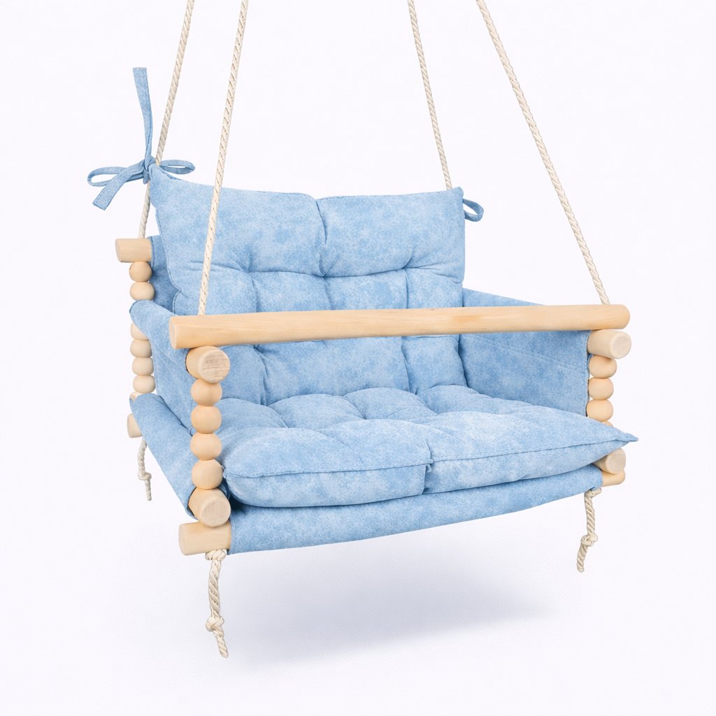 Дитяча гойдалка підвісна Джуніор бавовна мармур Блакитний (gs-9139)