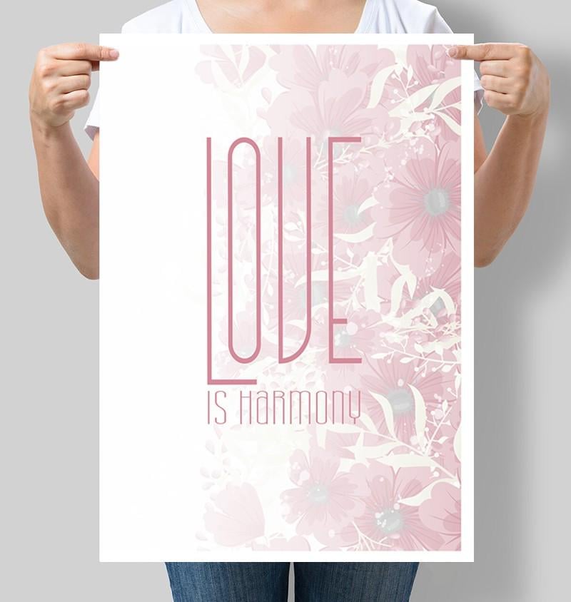 Постер мотивационный Love is harmony 30x42 см A3 без рамки (M049_A3)