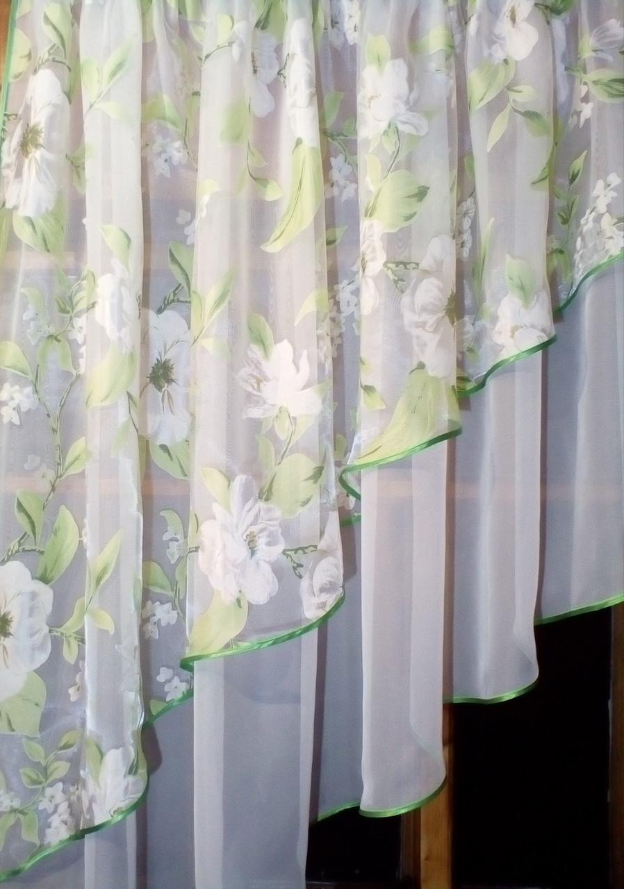 Тюль кухонна Ніка ліва Білий/Яблуневий цвіт (1153688706) - фото 2 Тюль кухонна Ніка ліва Білий/Яблуневий цвіт (1153688706) - фото 2