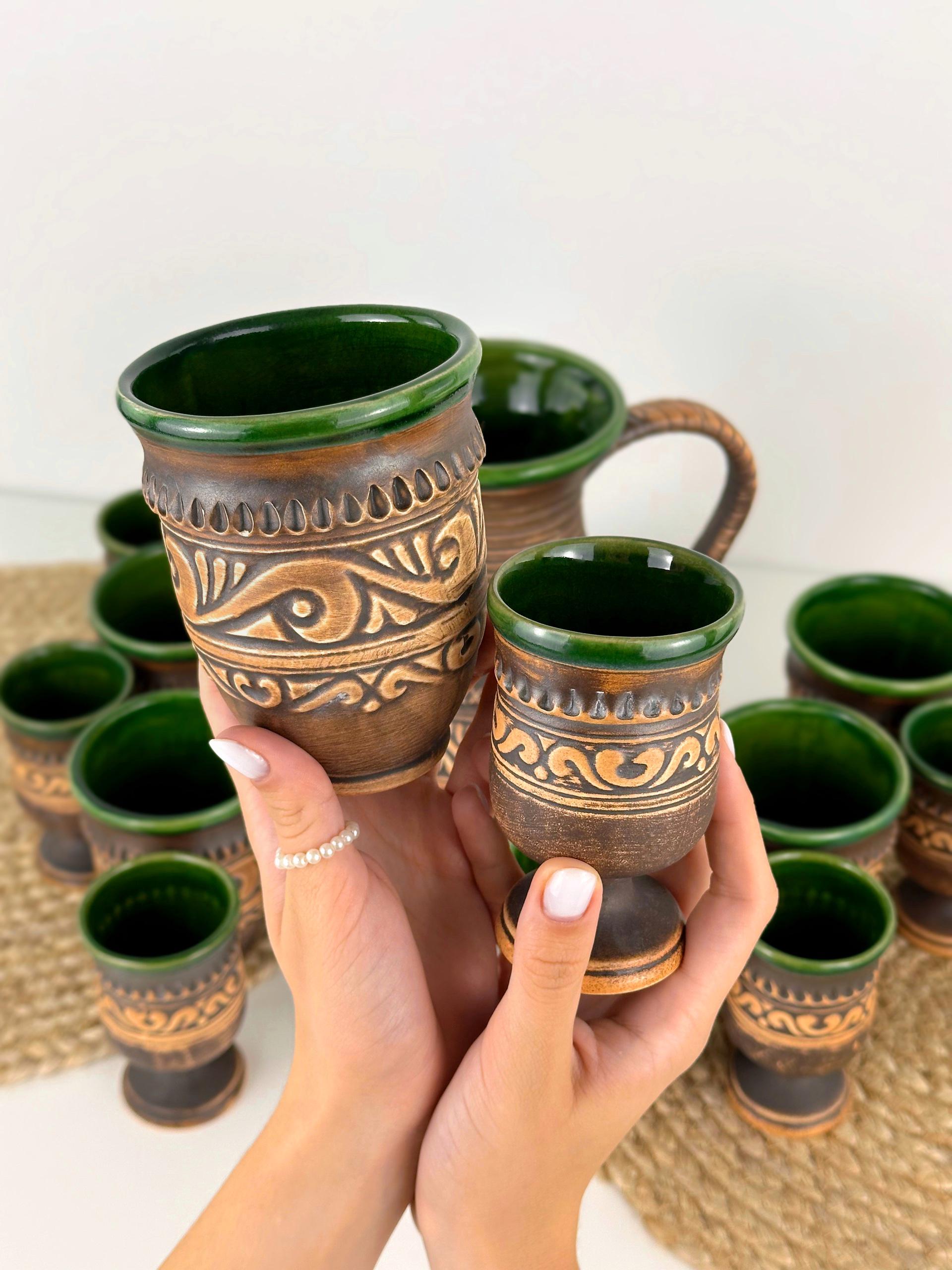 Набір глиняного посуду для напоїв Гражда на 6 чоловік Коричневий (17019-30) - фото 5 Набір глиняного посуду для напоїв Гражда на 6 чоловік Коричневий (17019-30) - фото 5