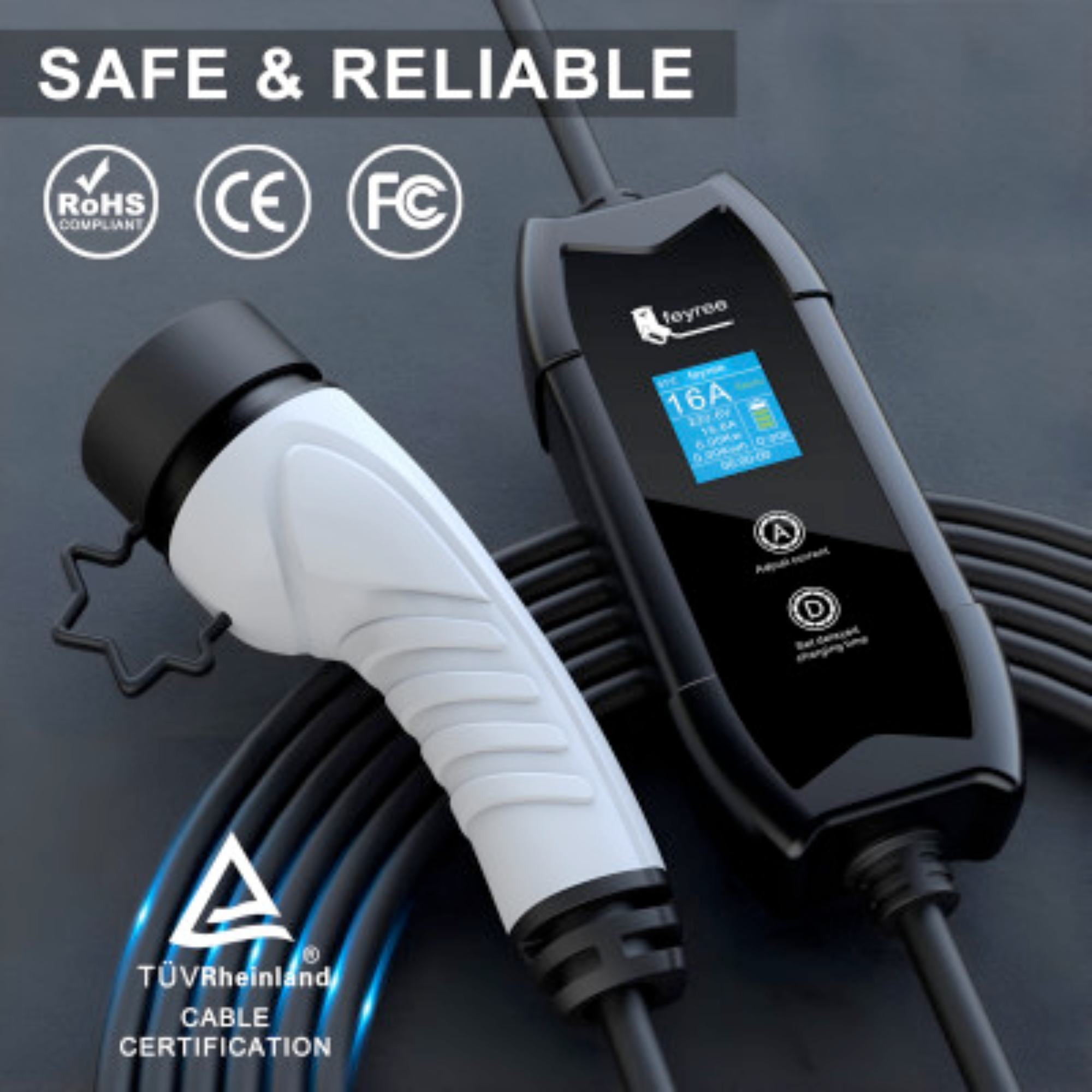 Зарядний пристрій для електромобіля Feyree EV Portable Type 2 16A 3,5 кВт 1-фазний (GS-38) - фото 5 Зарядний пристрій для електромобіля Feyree EV Portable Type 2 16A 3,5 кВт 1-фазний (GS-38) - фото 5