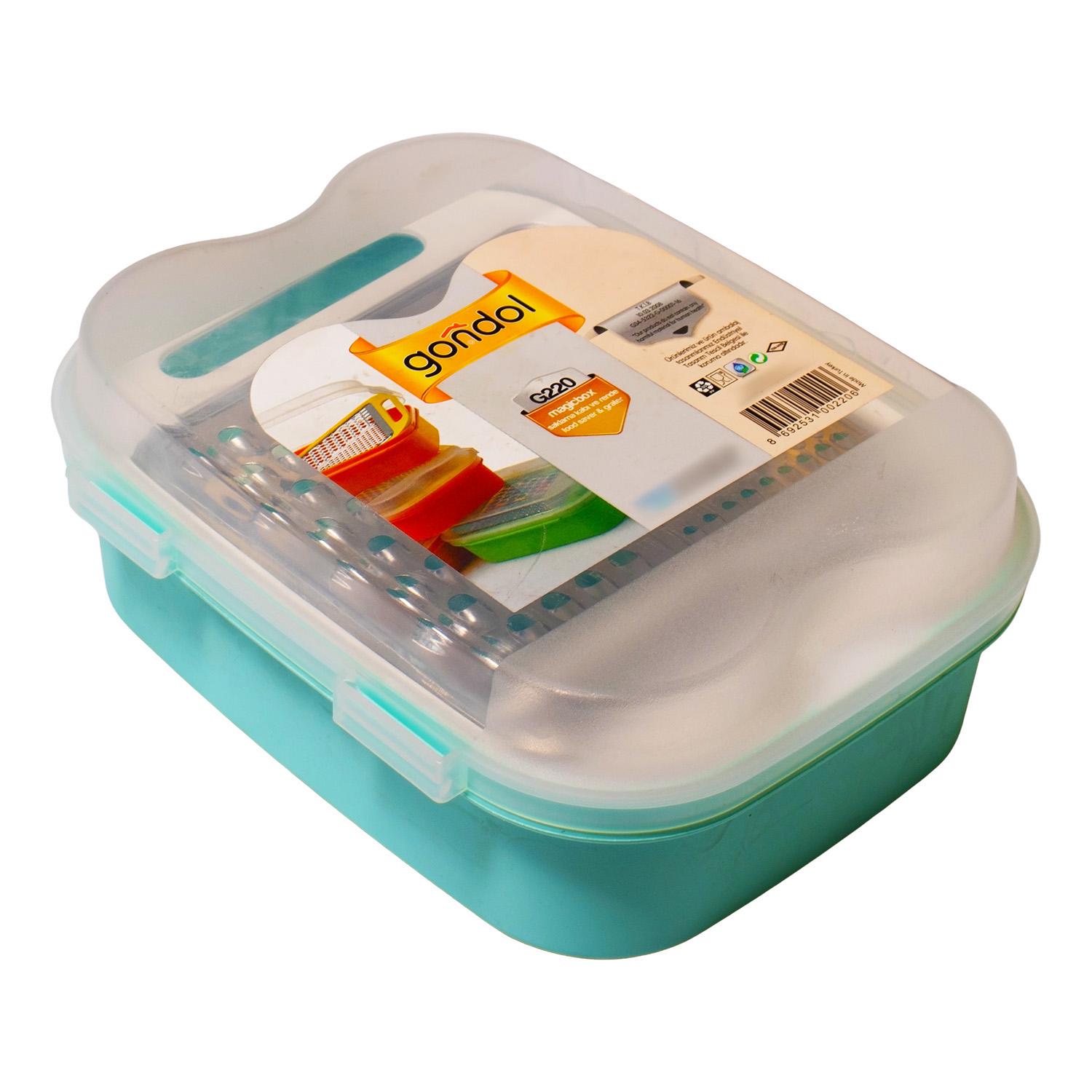 Тертка для кухні Gondol Plastic з контейнером та кришкою 21х17х7,5 см Блакитний (85315) - фото 7