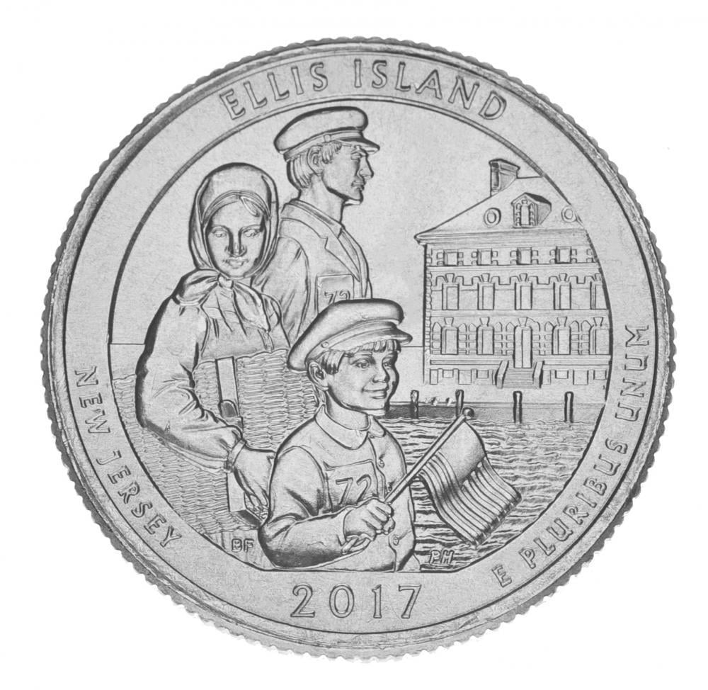 Колекційна монета США 25 центів квотер 2017 D "Національні парки Острів Елліс 39-й парк" UNC KM 656