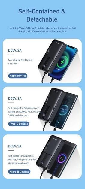 Повербанк Awei P136K для телефону зі швидкою зарядкою 20000 mAh (13312877) - фото 3