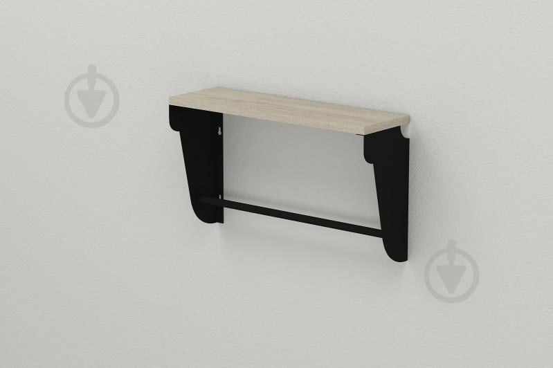Полка настенная Ferrum-decor Свит 300x700x150 металл Черный ДСП Сонома 16 мм (SVI0046)