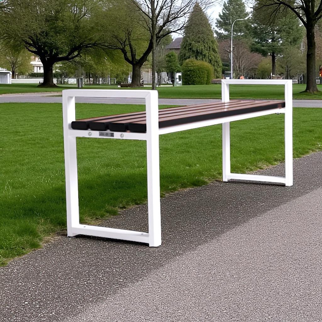 Лавка з ПВХ профілю ТОБІ ШО модерн без спинки 1514х598х415 мм Коричнево-Білий - фото 3