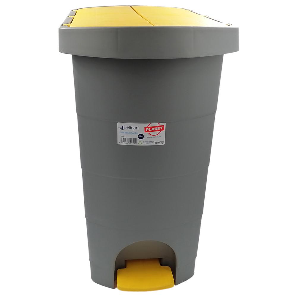 Ведро с педалью Planet Pelican 60 л Серо-желтый - фото 2 Ведро с педалью Planet Pelican 60 л Серо-желтый - фото 2