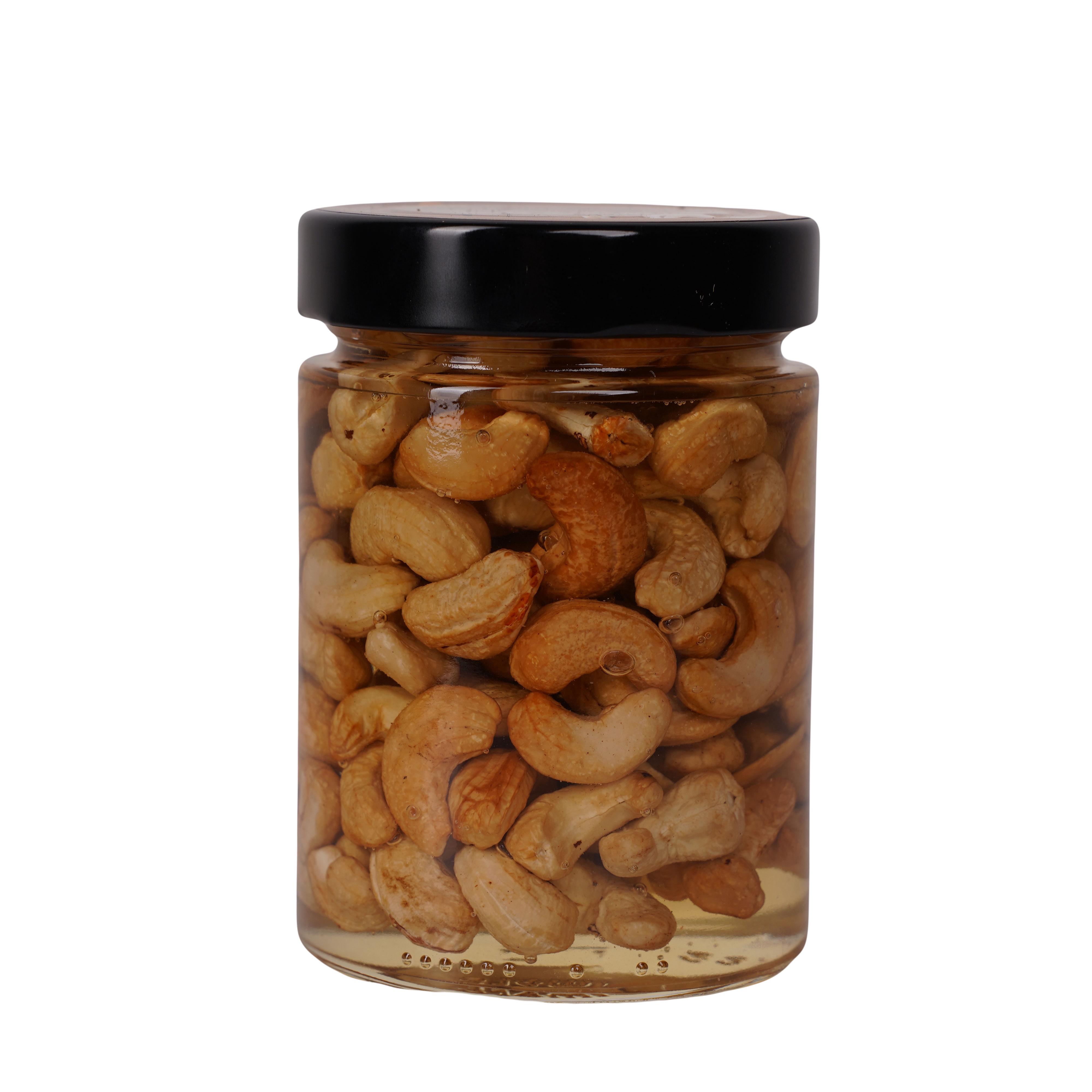 Мед акацієвий бджолиний з горіхом кеш'ю Золотий Нектар у скляній банці український 540 г