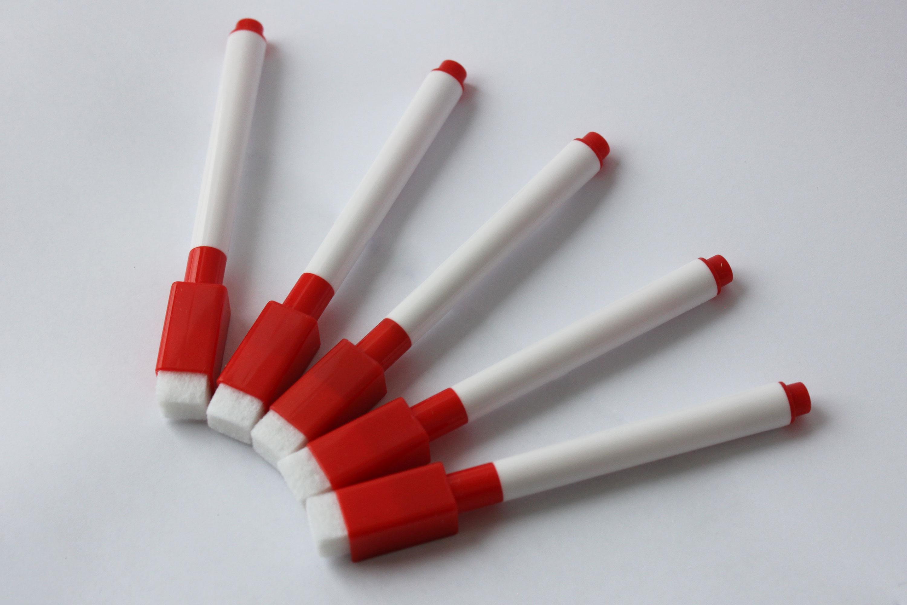 Набір маркерів сухого стирання CLS 2-4 мм для дошки й планера 5 шт. на магніті з губкою Червоний (MG004)