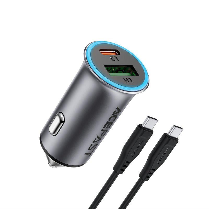 Зарядное устройство для авто Acefast B16 95W USB-A/USB-C dual port metal car charger set P5 Metal Grey (20719)