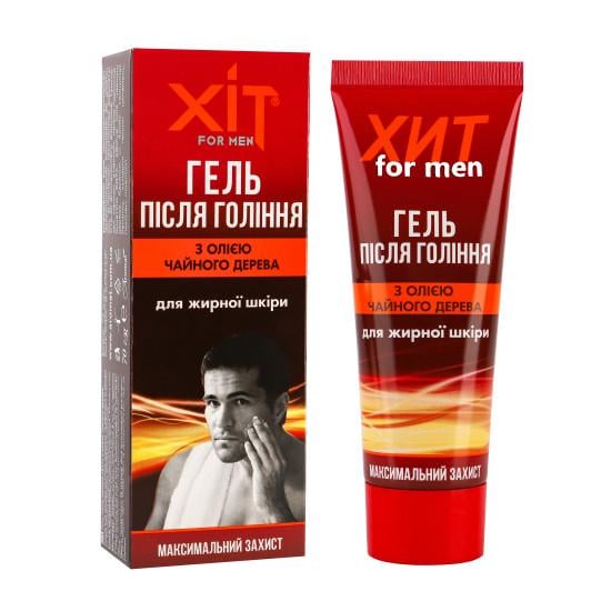 Гель после бритья Аромат ХИТ for men с маслом чайного дерева для жирной кожи 75 мл