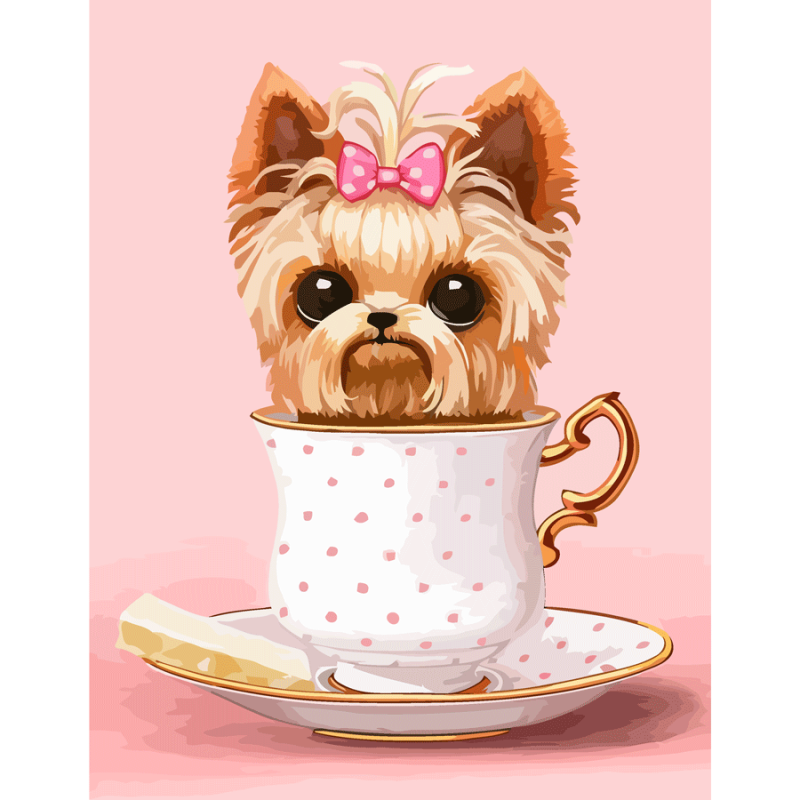 Набір картина за номерами ROSA START Cute Dog in a Cup 35х45 см в коробці (Az-270604) - фото 1