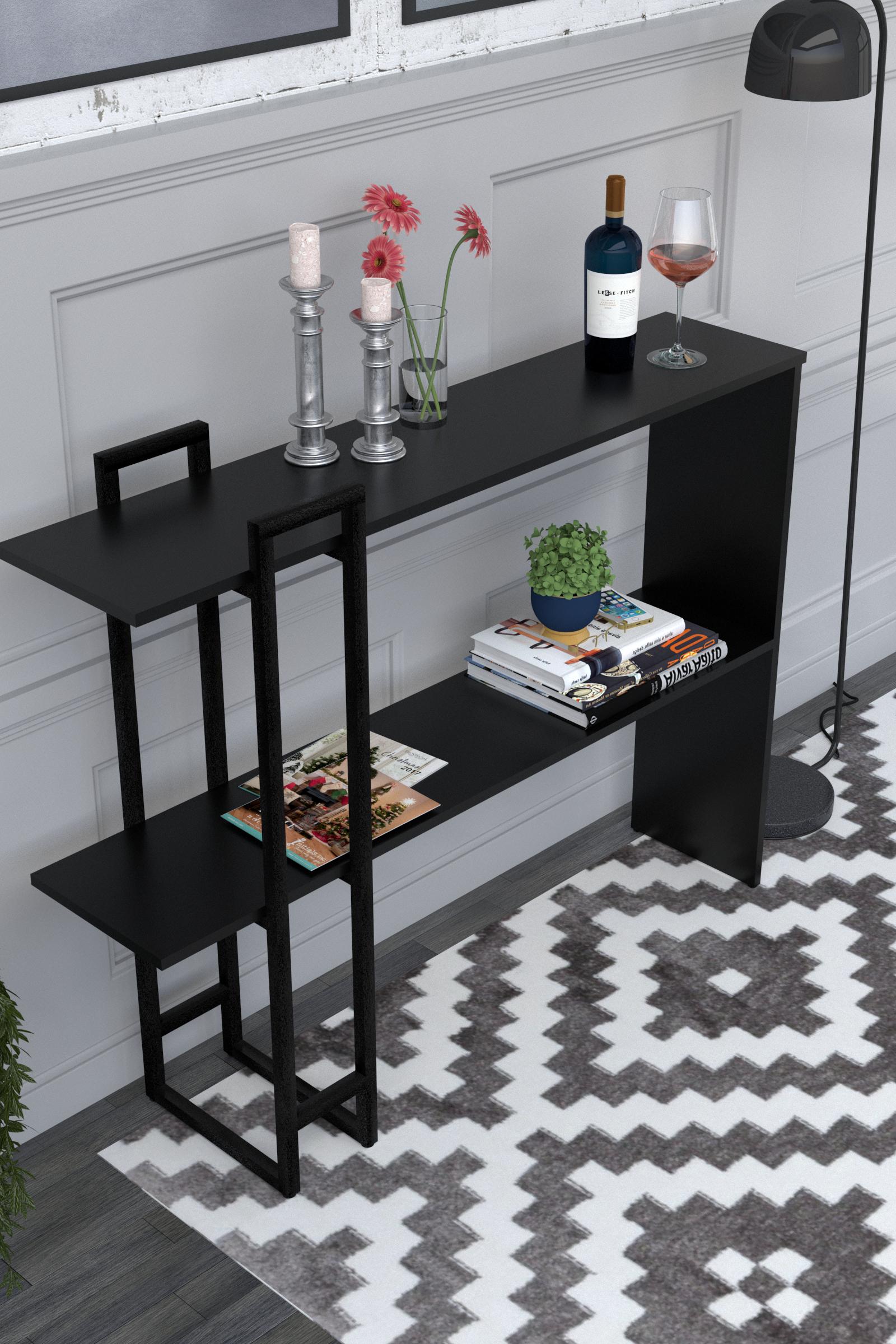 Столик консольный EcoLoft Лаурель DSP-1266 в стиле лофт Черный (29818827) - фото 3 Столик консольный EcoLoft Лаурель DSP-1266 в стиле лофт Черный (29818827) - фото 3