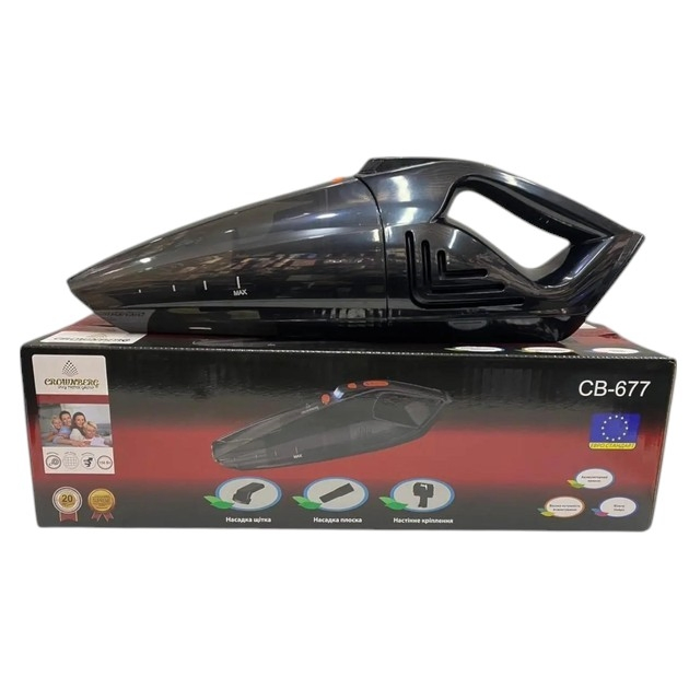 Автопылесос аккумуляторный Crownberg СВ-677 150 Вт 2000 мАч моющий фильтр LED подсветка Black (ML-04361)