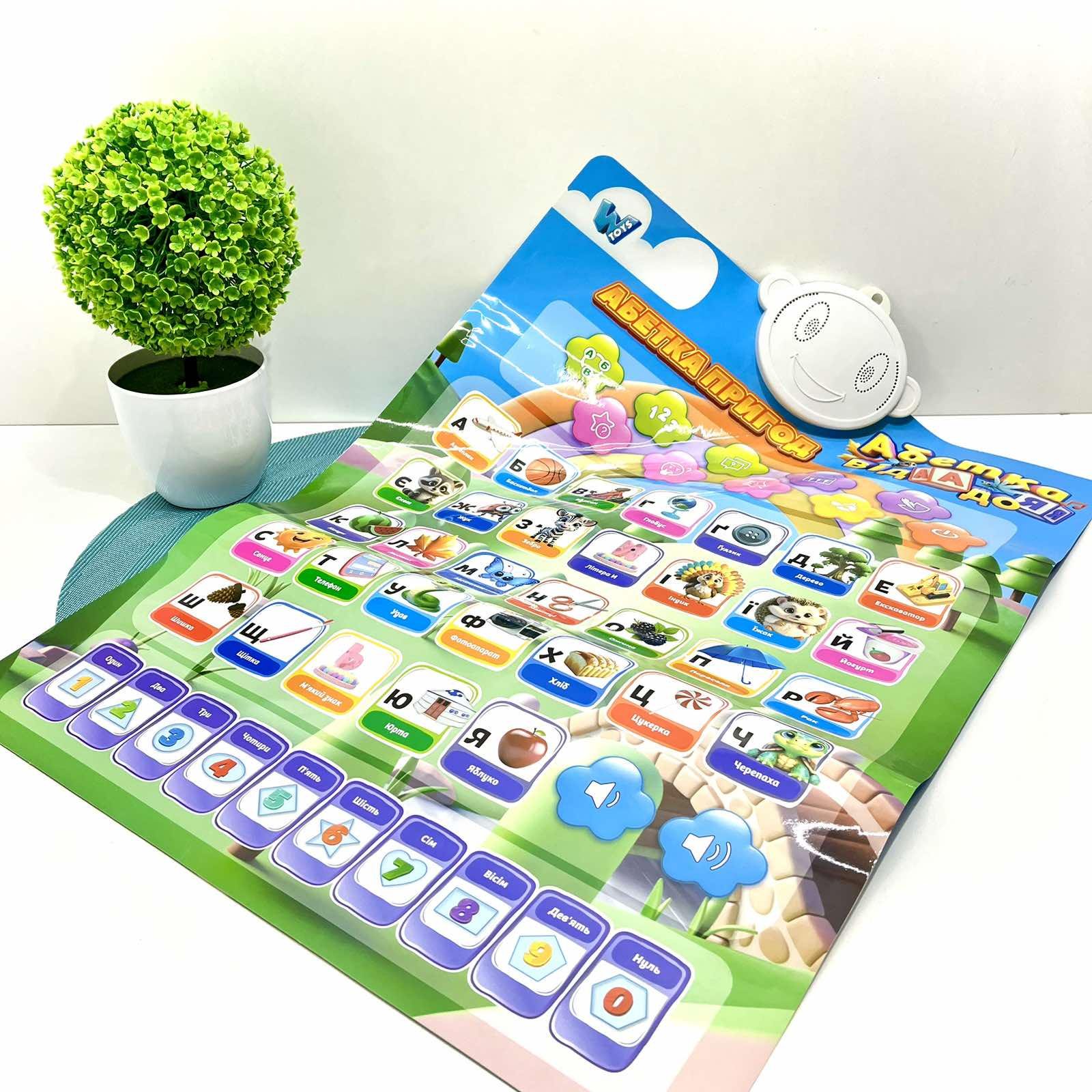 Плакат интерактивный WToys укранский язык/алфавит/названия животных и насекомых песни/стихи/загадки/регулировки громкости (39531) - фото 5