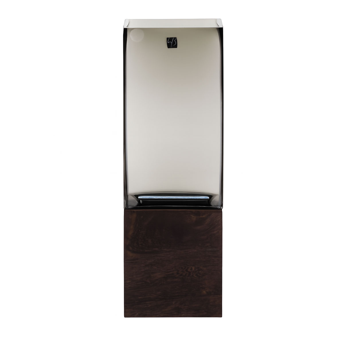 Ваза для цветов стеклянная с деревянной подставкой 30 см