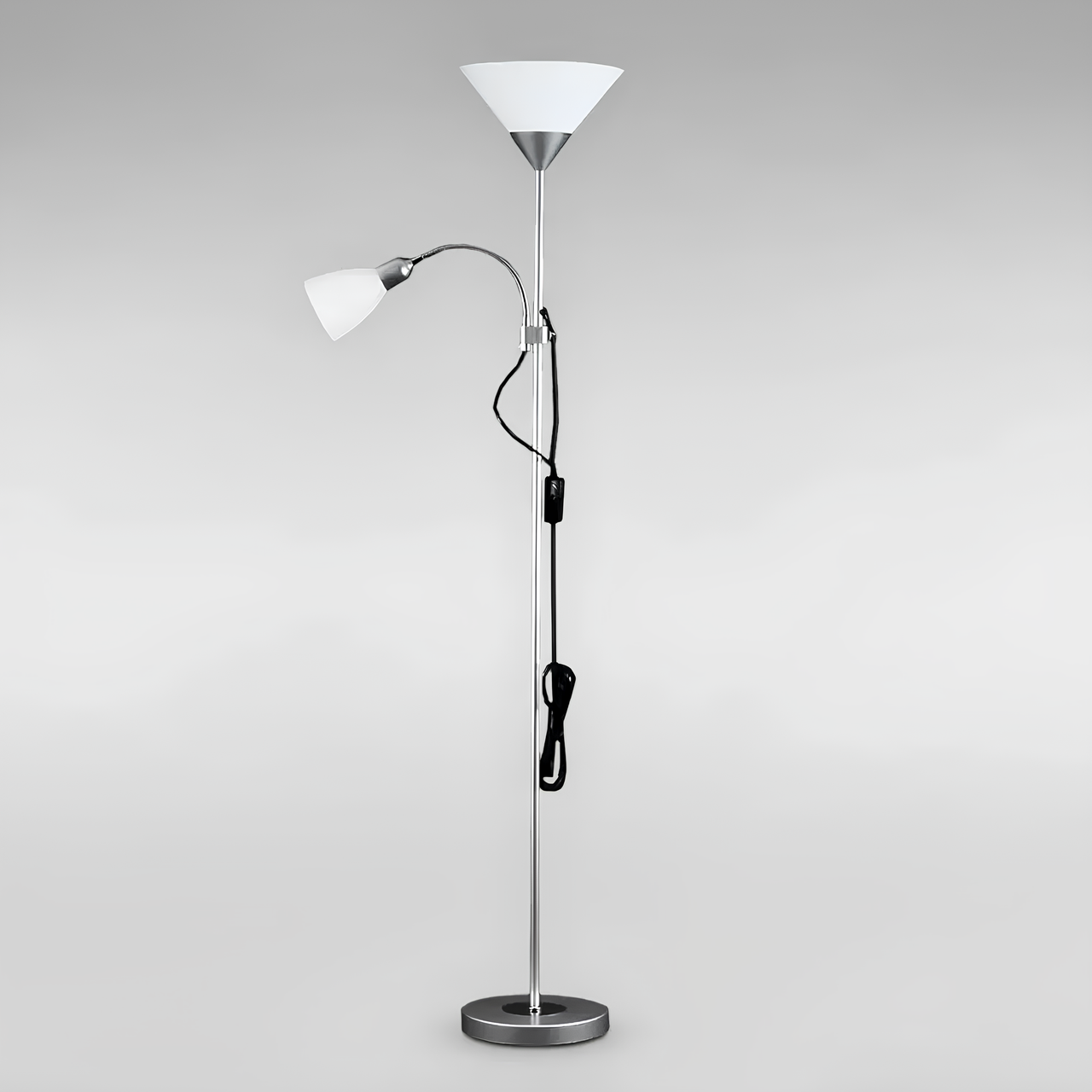 Торшер Svet на два плафона под лампы Е27 с металлическим основанием Серебряный (SWT-3940 SL) Торшер Svet на два плафона под лампы Е27 с металлическим основанием Серебряный (SWT-3940 SL)