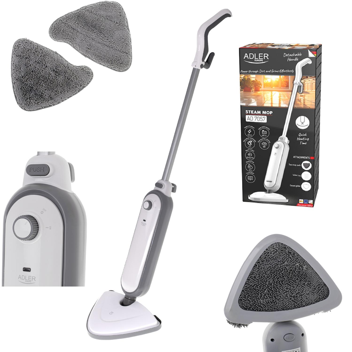 Швабра паровая Adler AD 7057 1300W 380 мл 25 г/мин White (AD7057) - фото 3