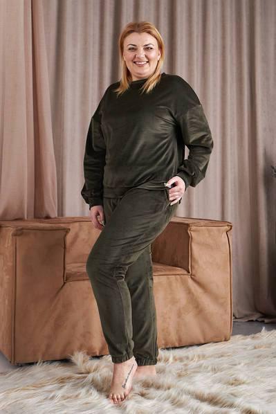 Пижама женская велюровая с брюками р. 54 Коричневый (25987708)