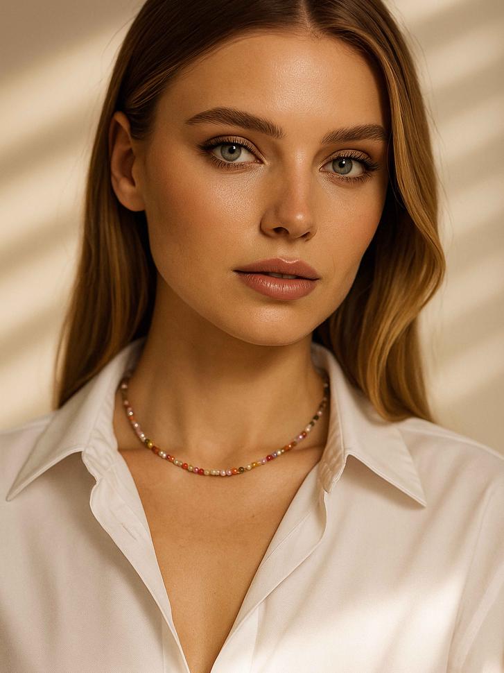 Кольє на шию LeBijou з натурального каміння циркону (4736)