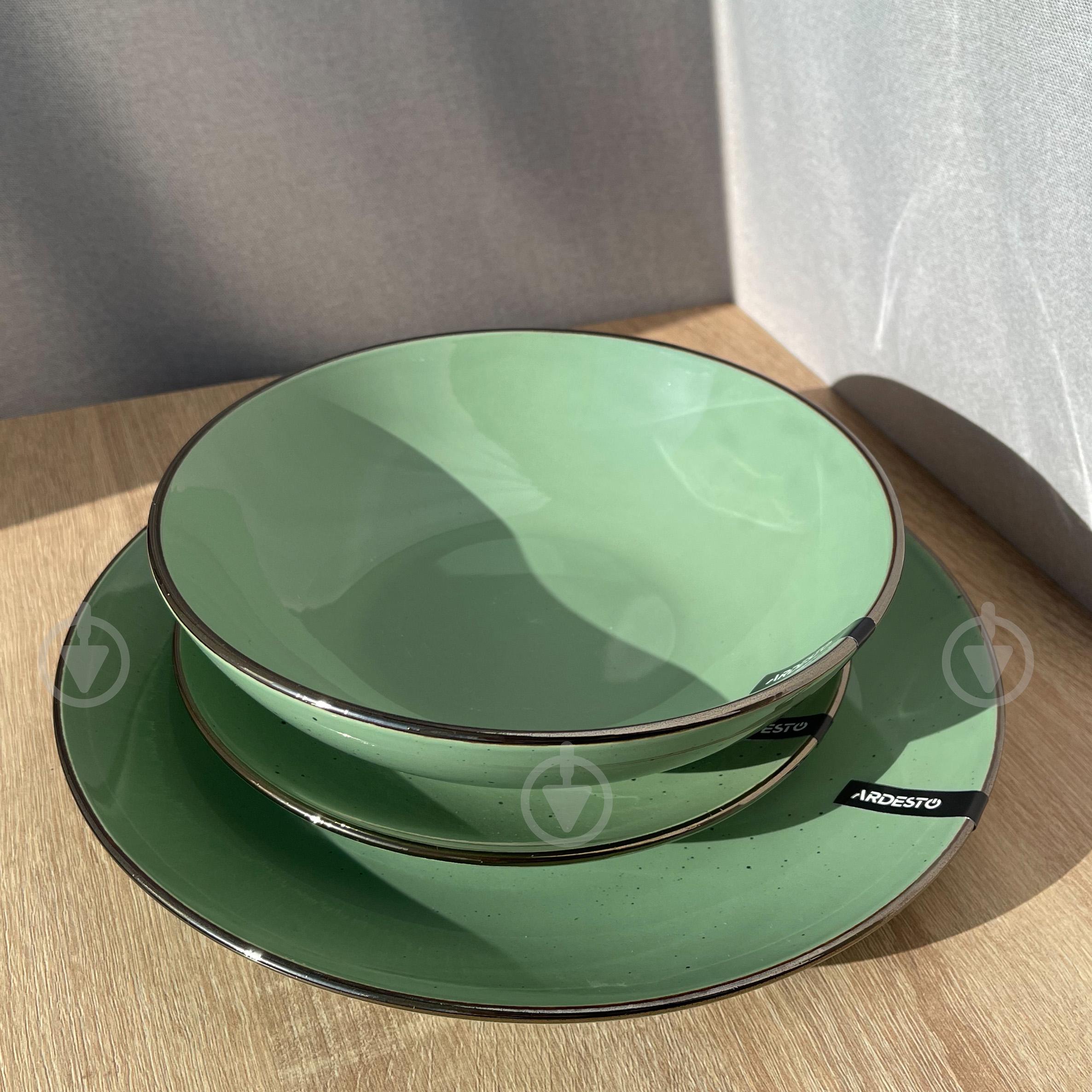 Сервіз столового посуду Ardesto Bagheria 36 пр. 12 персон кам'яна кераміка Зелений - фото 2