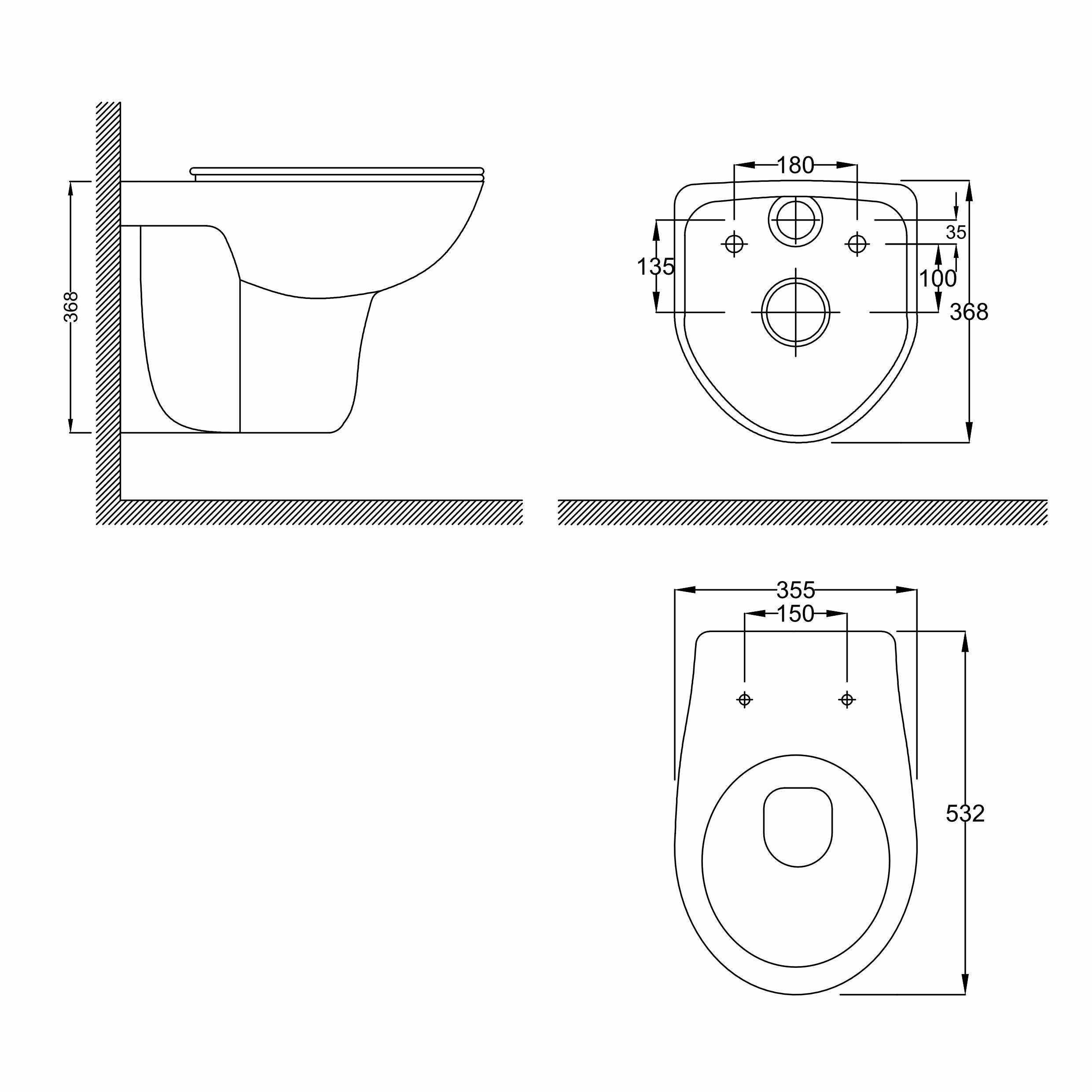 Унитаз подвесной RJ Flip RJCEJ0005 безободковый с сиденьем с микролифтом (238353) - фото 2