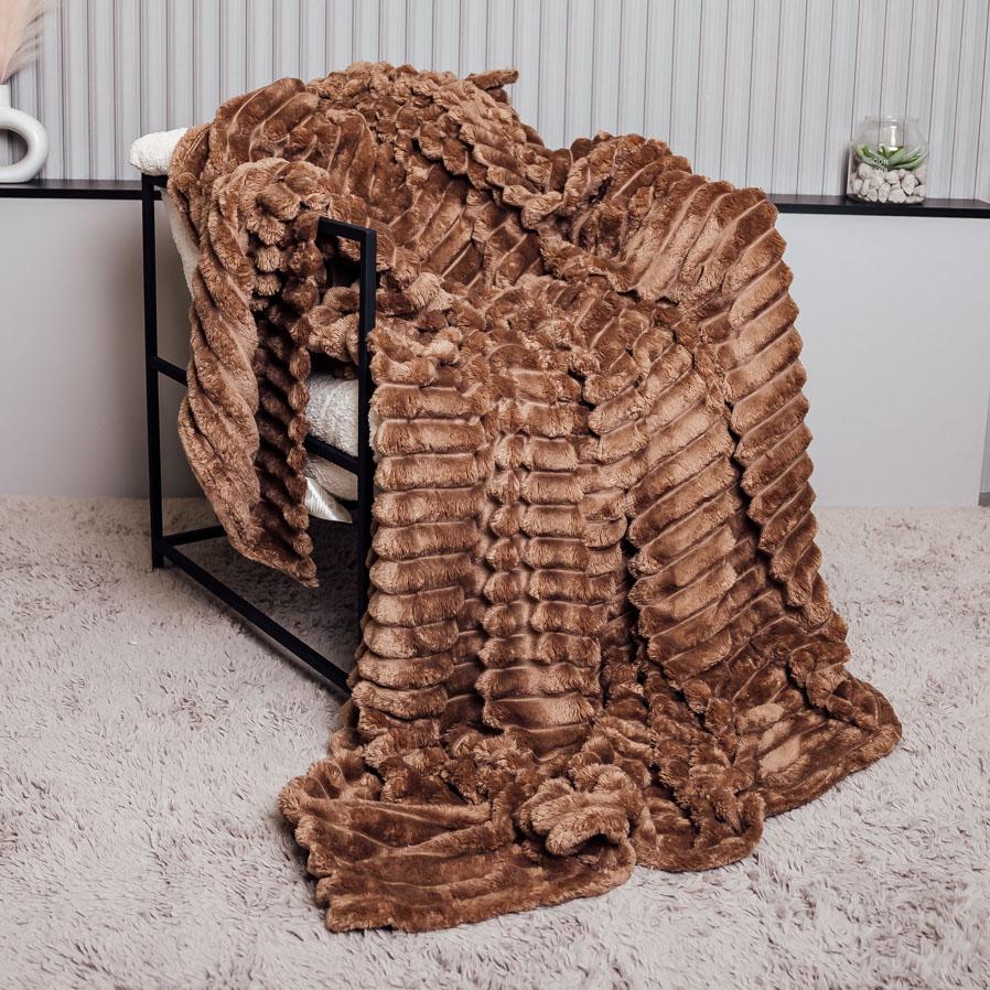 Плед Шарпей Гранде евро в сумке Темно-кирпичный/Бежевый (86597)