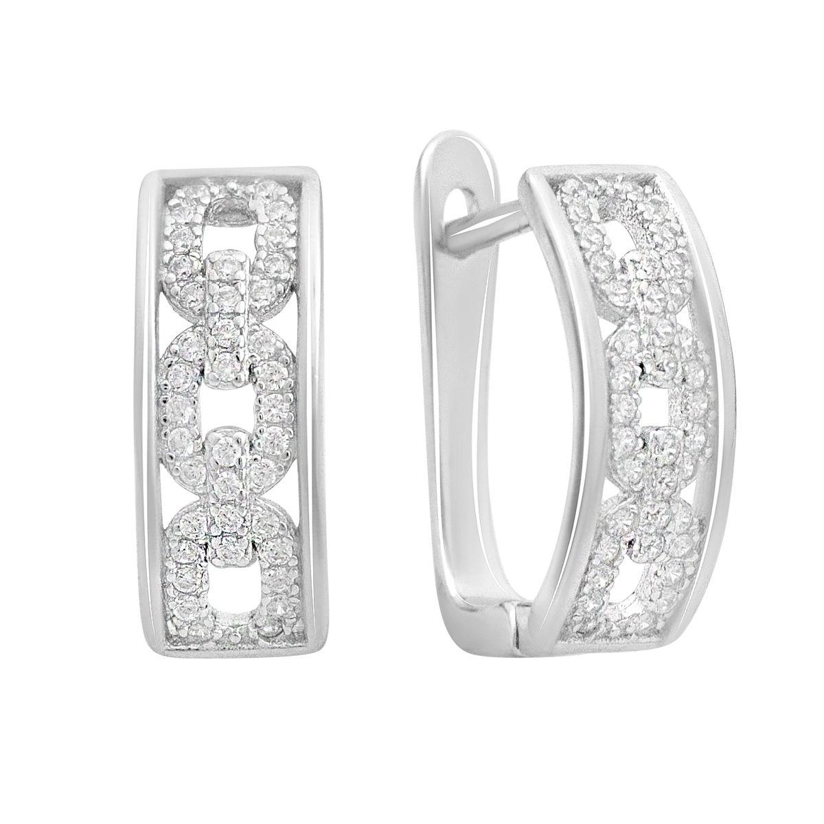 Серьги серебряные с фианитами (2144588)