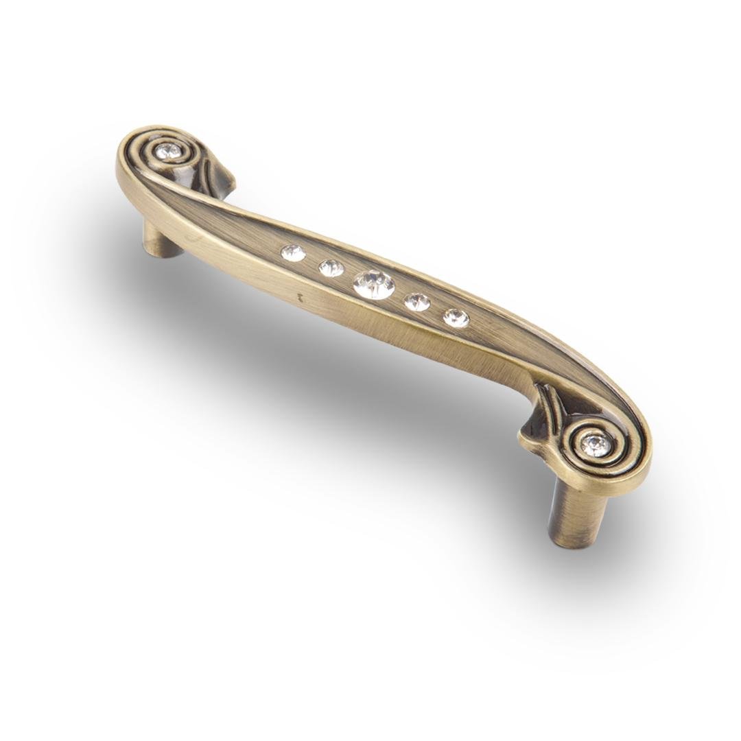 Ручка-скоба с кристаллами античная 96 мм Бронзовый (CRL14-96 BA)