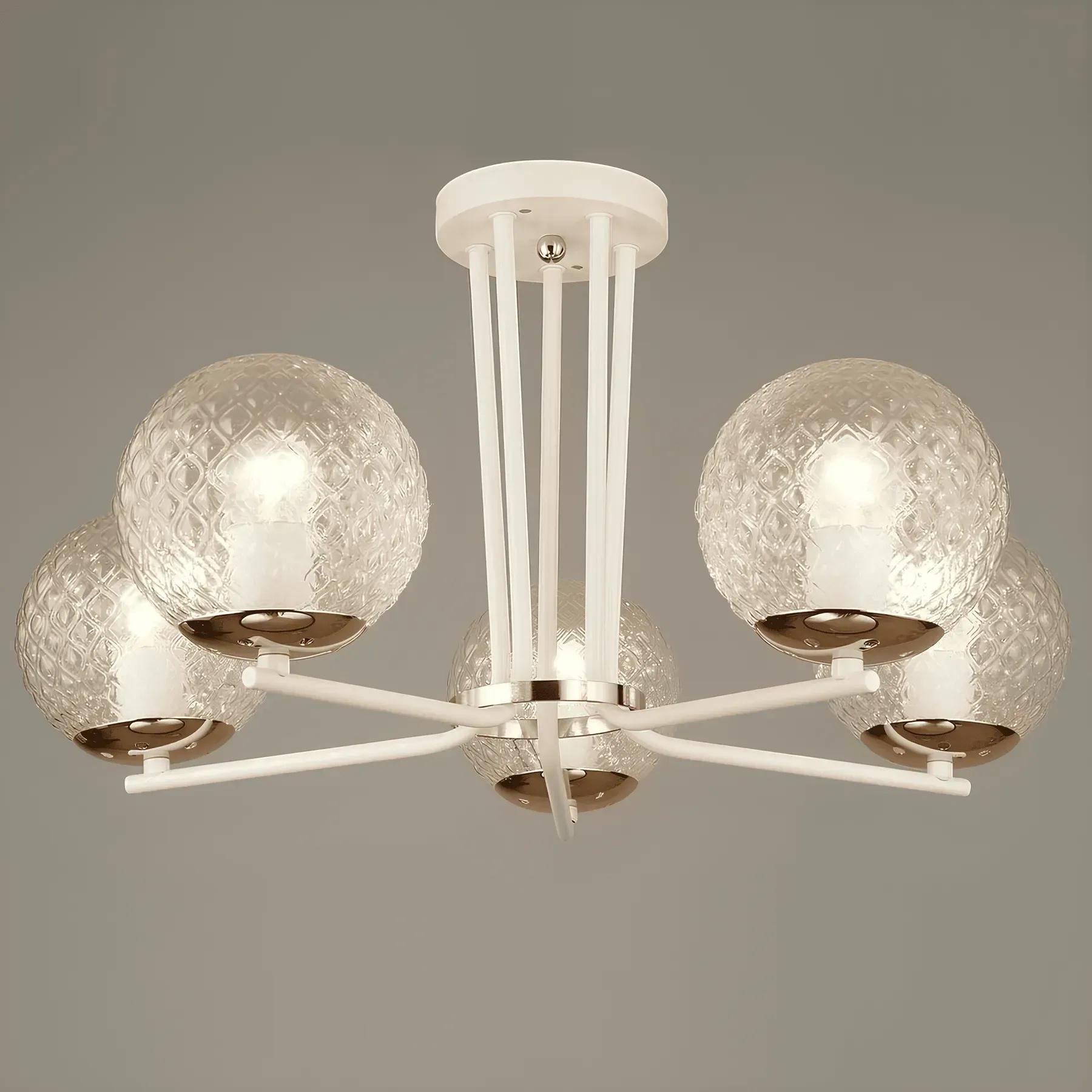 Люстра потолочная Sirius A3584/5 WT+FGD на пять рельефных плафонов под лампу Е27 IP20 Бело-золотой (00000140201)