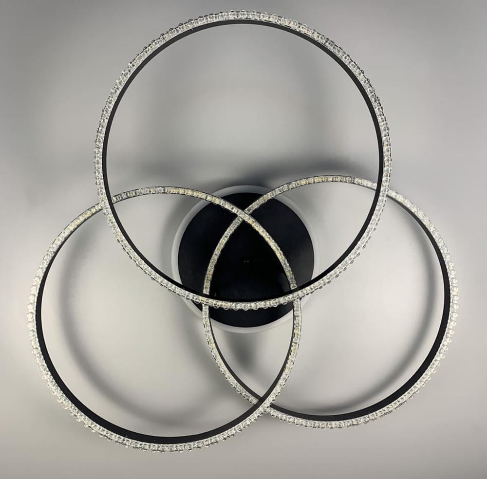 Светильник LED RGB на 3 кольца с хромированной полоской d 50 см Черный (A 55063/3A RGB BK+CH)