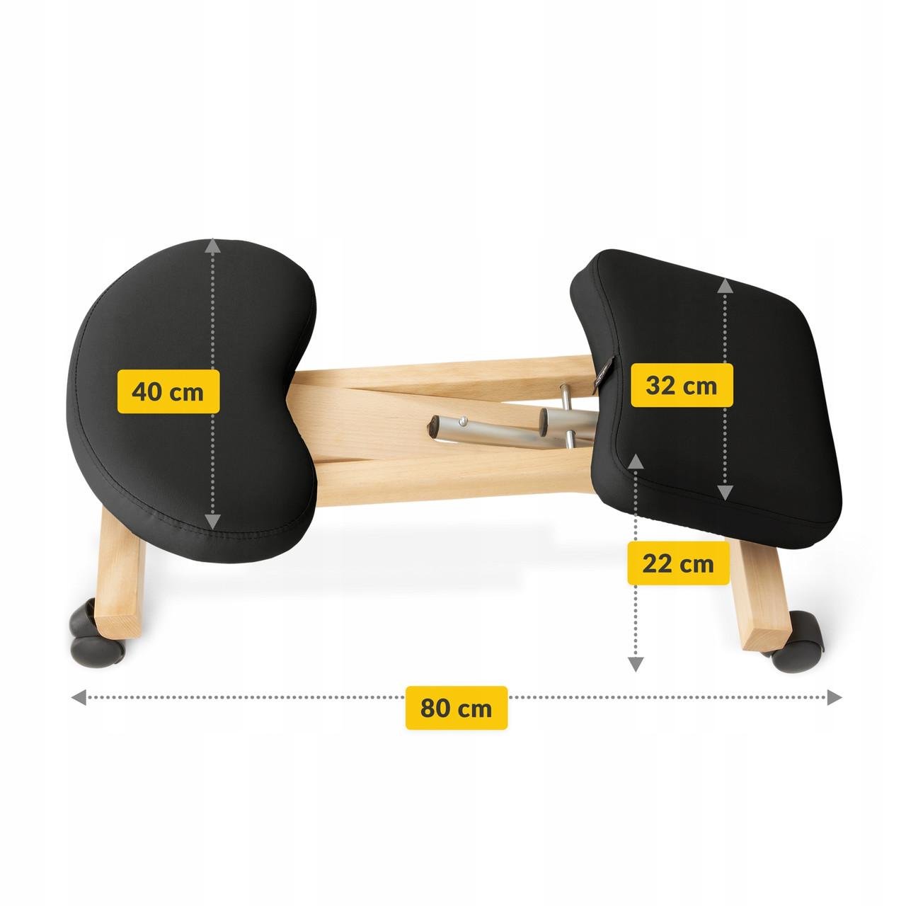 Стілець ортопедичний колінний 4fizjo Pure регульований на коліщатах Black (P-5905973402798) - фото 6