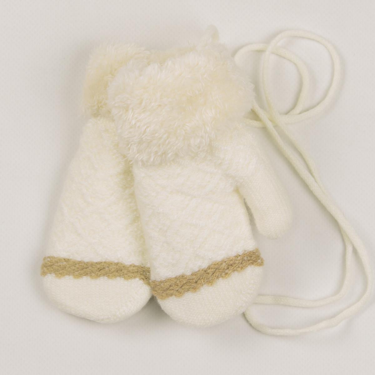 Варежки детские с меховой подкладкой на 2-3 года 19-7-65 Белый (DR010163)