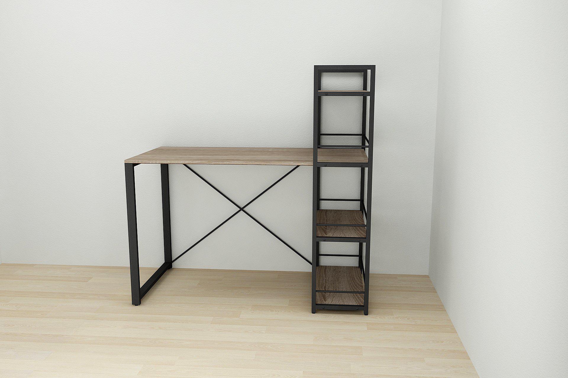 Письмовий стіл Ferrum-decor Konekt з етажеркою метал/ДСП 16 мм Чорний/Дуб сонома трюфель (FRD-104223) - фото 3 Письмовий стіл Ferrum-decor Konekt з етажеркою метал/ДСП 16 мм Чорний/Дуб сонома трюфель (FRD-104223) - фото 3