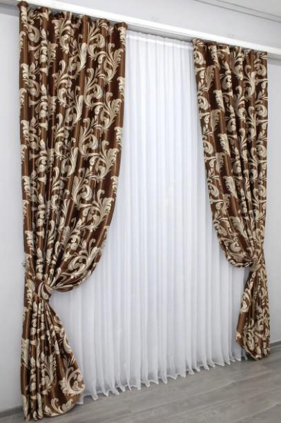 Ткань для штор Лилия блекаут/софт Коричневый (1275ш) - фото 6 Ткань для штор Лилия блекаут/софт Коричневый (1275ш) - фото 6