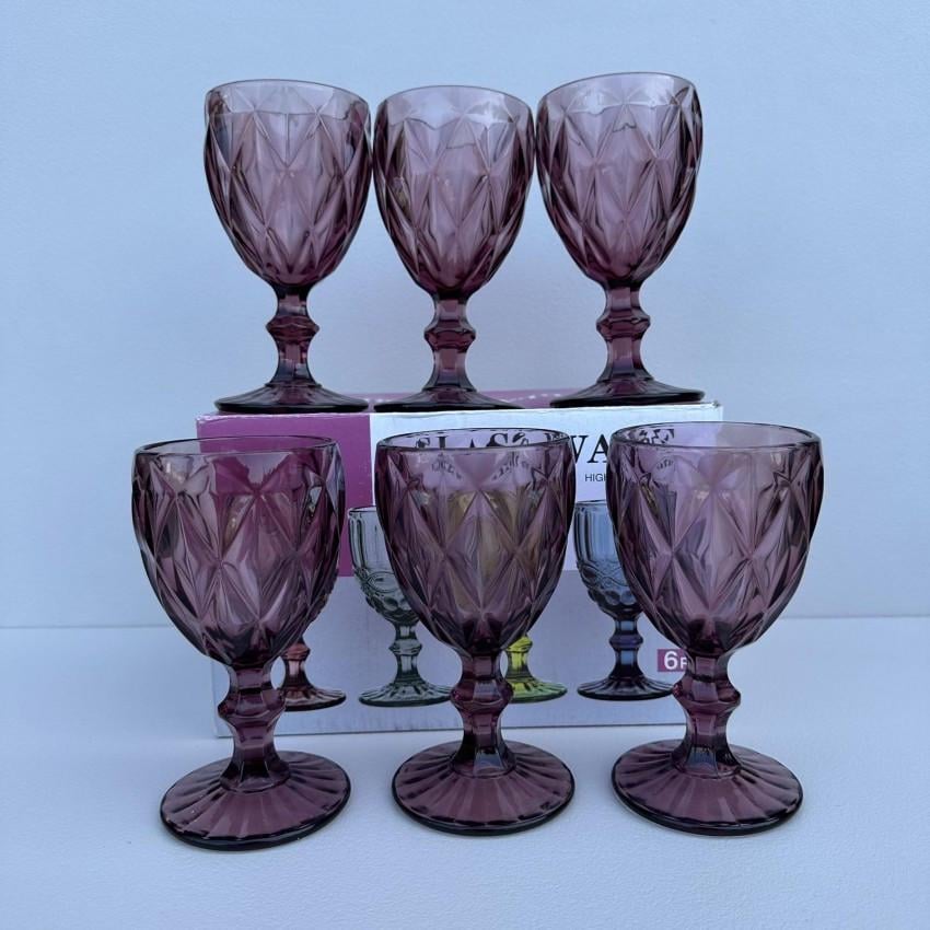 Набір скляних келихів для вина A-PLUS 9004 240 мл 6 шт. Purple Red (2633823364) - фото 4